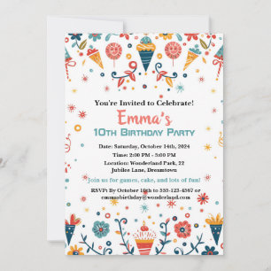 "Colorée Confetti Invitation d'anniversaire
