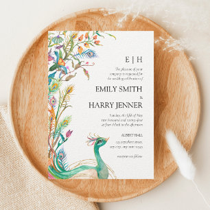 Colorée Floral Peacock Chinoiserie Jardin Mariage