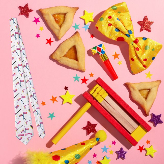 Colorée Grogger Hébreu Happy Purim Cravate (Créateur téléchargé)