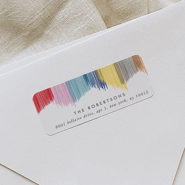 Colorée moderne Fringe Retourner les étiquettes d' (Colorful rainbow modern fringe return address labels.)