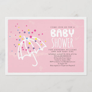Colorée moderne rose bébé fille douche Invitation