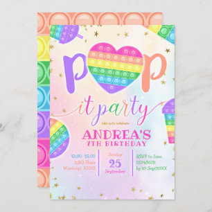 Colorée Pop it Anniversaire Fête Invitation