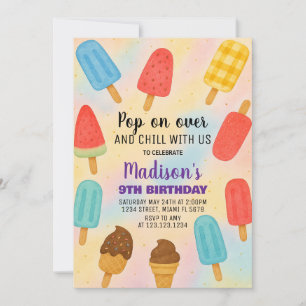 Colorée Popsicle Party Anniversaire Invitation