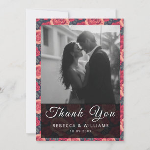 Colorée Rose Retro Mariage Merci Cartes