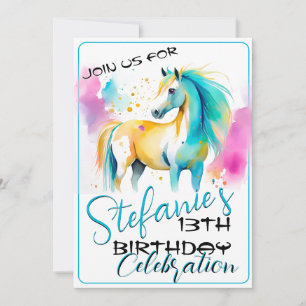 Colorée Spirit Pony 9 Anniversaire Invitation
