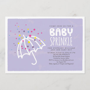 Colorée violet Neutre Baby Sprinkle Invitation
