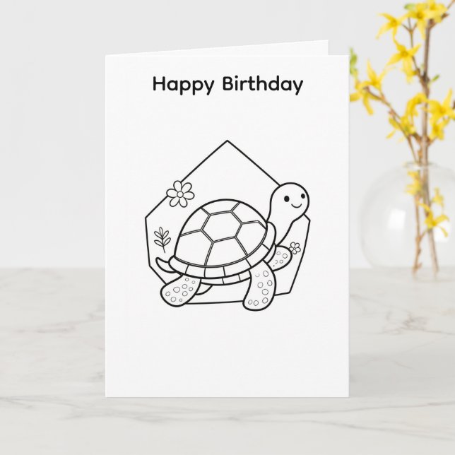 Colorez votre propre carte de tortue (Fleur jaune)
