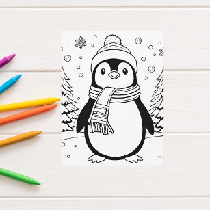 Colorez-Vous ! Carte postale Pingouin d'hiver