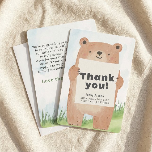 colorfu adorable Ours Bébé Faire-part (Adorable colourful Bear Baby Announcement Thank You.)