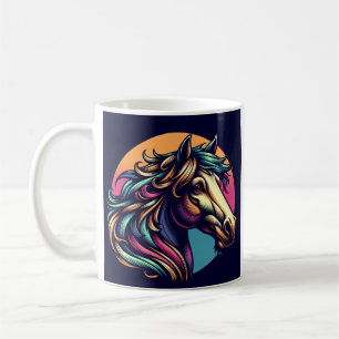 Colorfu arc-en-ciel tête de cheval café tasse de t