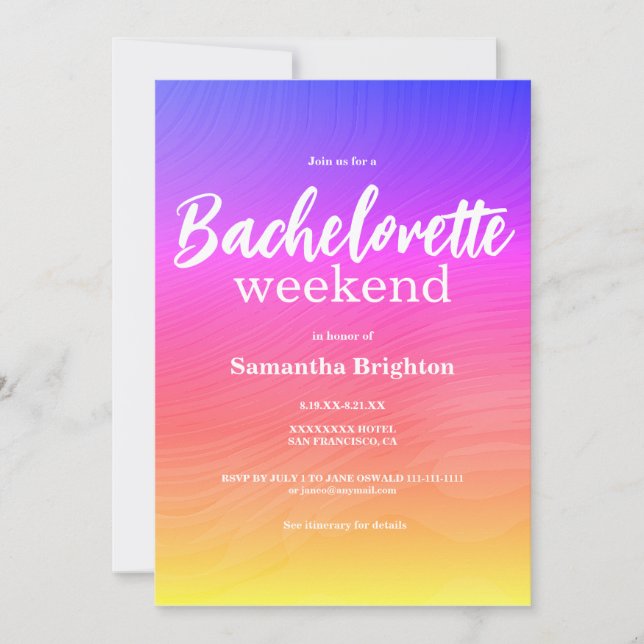 Colorful Abstract Weekend Bachelorette  Invitation (Devant)