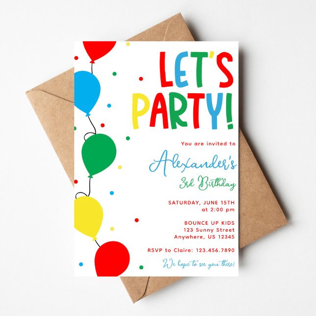 Colorful Balloon Birthday Invitation for Kids (Créateur téléchargé)