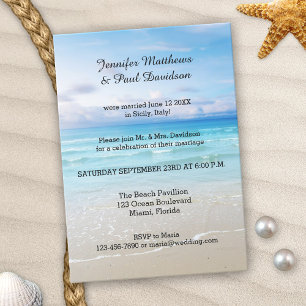 Colorful Beach Post Mariage Fête Invitation