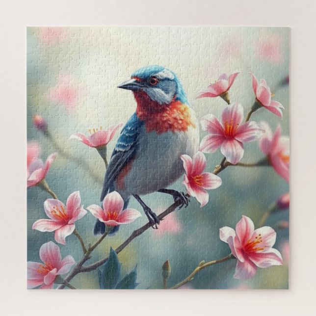 Colorful Bird Floral Jigsaw Puzzle (Vertical)