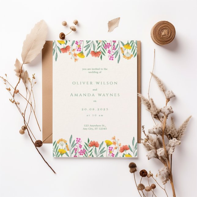 Colorful Botanical Frame Wedding Invitation (Créateur téléchargé)
