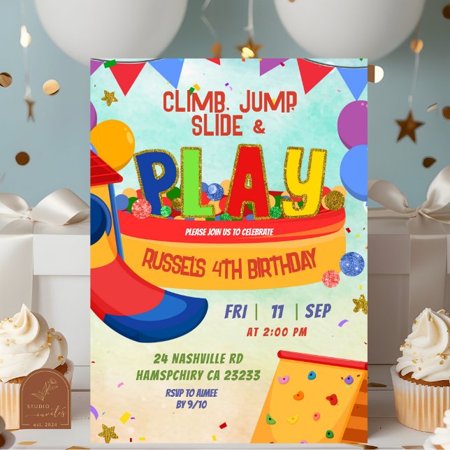 Colorful Boy Indoor Playground Birthday Invitation (Créateur téléchargé)