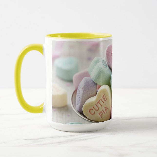Colorful Candy Hearts Love Mug (Gauche)