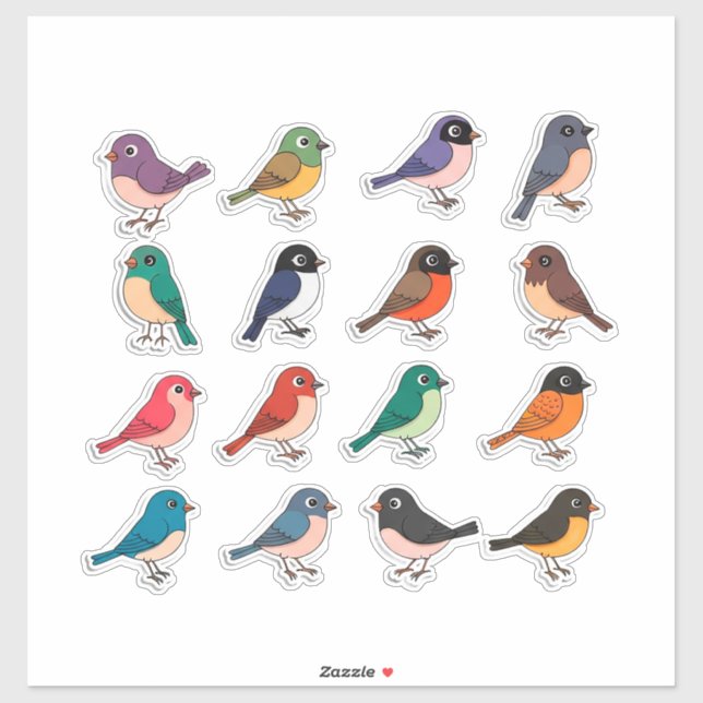 Colorful Cartoon Bird Sticker Set (Feuille)