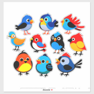 Colorful Cartoon Bird Sticker Set