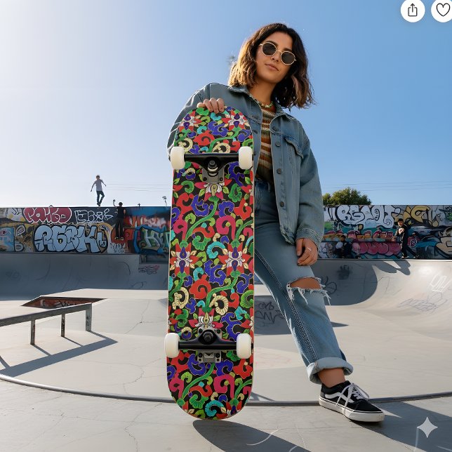 Colorful Chinese Floral Skateboard (Créateur téléchargé)