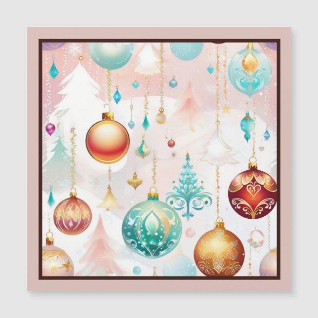 Colorful Christmas Balls Magnetic Card (Devant)
