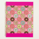 Colorful Donut Pattern Cute Sweet Treats<br><div class="desc">Organize your schedule with this cute donut pattern spiral planner. Featuring a vibrant seamless illustration of colorful glazed doughnuts with sprinkles on a soft pink background, this whimsical design is perfect for students, teachers, and food lovers who enjoy a kawaii aesthetic. This sweet treat themed notebook provides a fun way...</div>