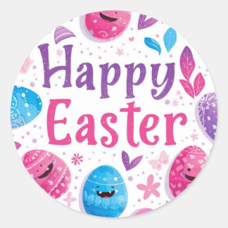 Colorful Easter Egg Hunt Classic Round Sticker 