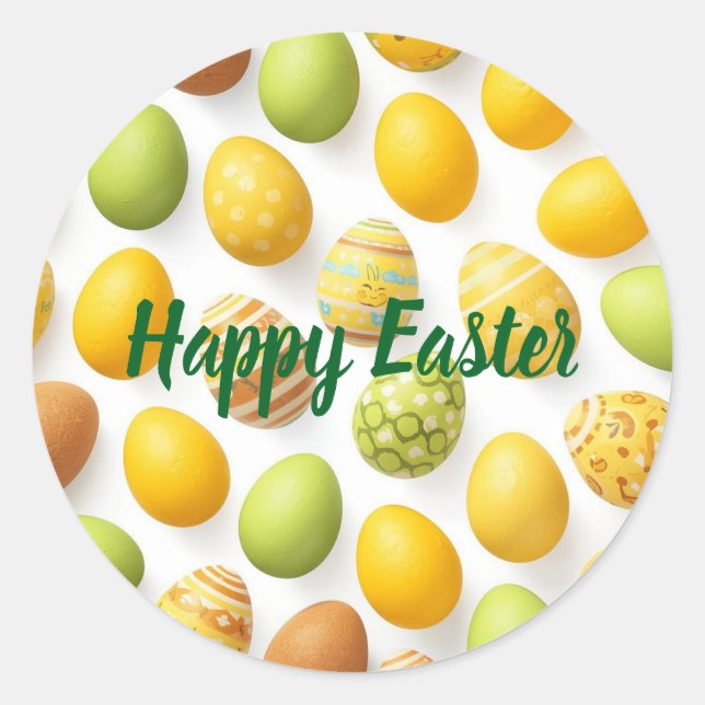 Colorful Easter Egg Hunt Classic Round Sticker  (Devant)