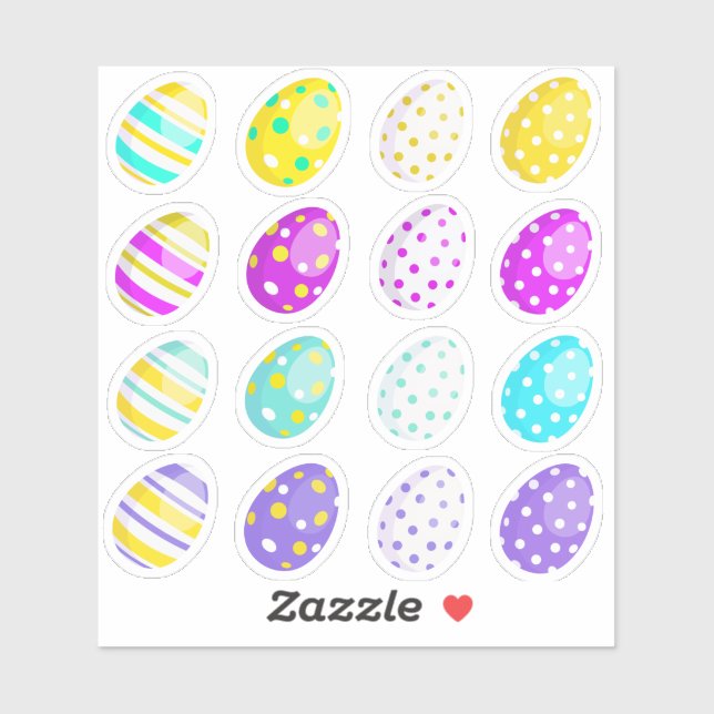 Colorful Easter Eggs Custom-Cut Vinyl Sticker Set (Feuille)