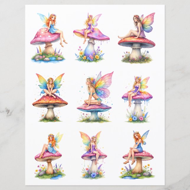 Colorful Fairy Scrapbook Paper Cutouts (Devant)