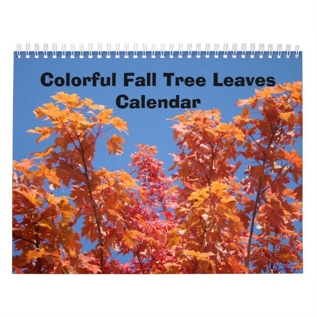 Colorful Fall Tree Feuilles Calendriers Ciel bleu  (Protection)