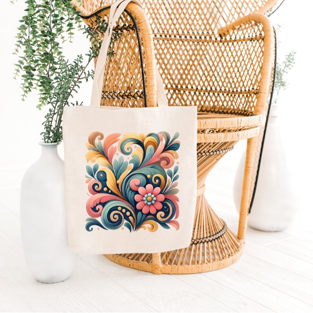 Colorful Floral Art Tote Bag (Créateur téléchargé)