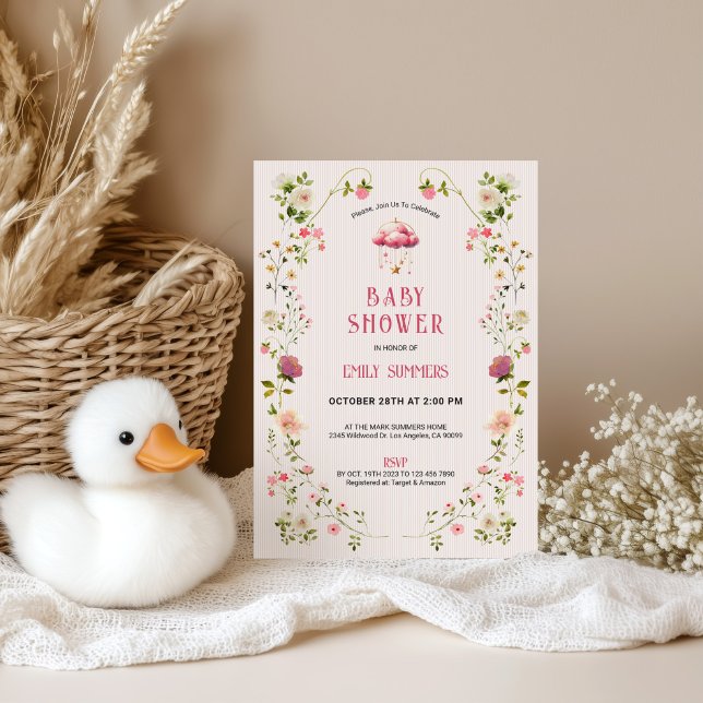 Colorful Floral Frame Baby Shower Invitation (Créateur téléchargé)