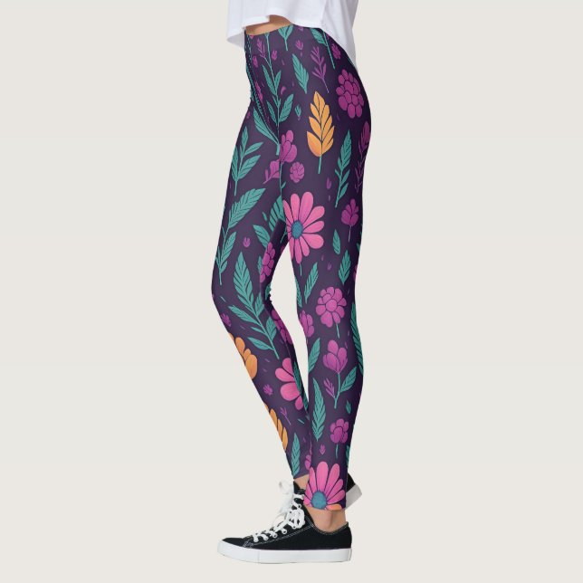 Colorful Floral Pattern Leggings – Vibrant Botanic (Gauche)