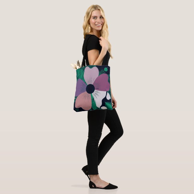 Colorful Floral Pattern Tote Bag – Cute Modern Flo (Sur le modèle)