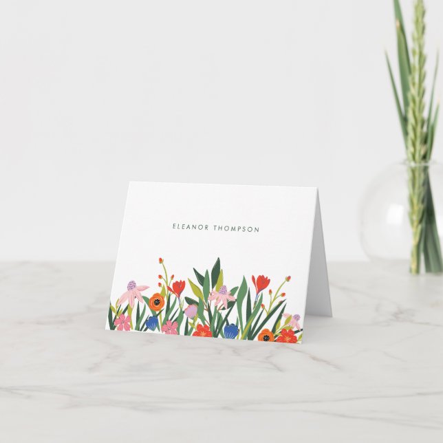 Colorful Floral Personalized Stationery Folded (Devant)