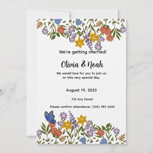 Colorful Floral Wedding Invitation (Devant)