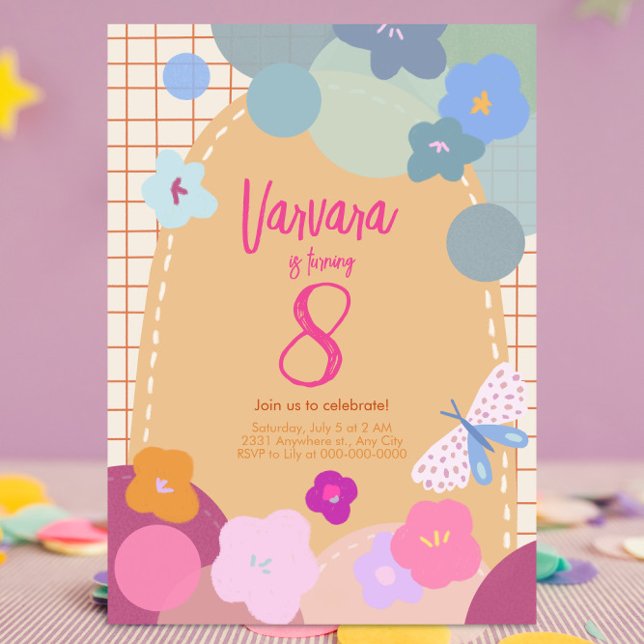 Colorful Flower Arch Birthday Girl Invitation (Créateur téléchargé)