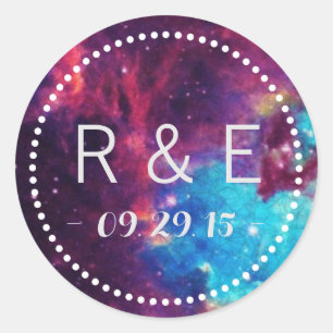 Colorful Galaxy Wedding Favor Stickers