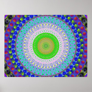 Colorful Geometric Mandala Circle Poster