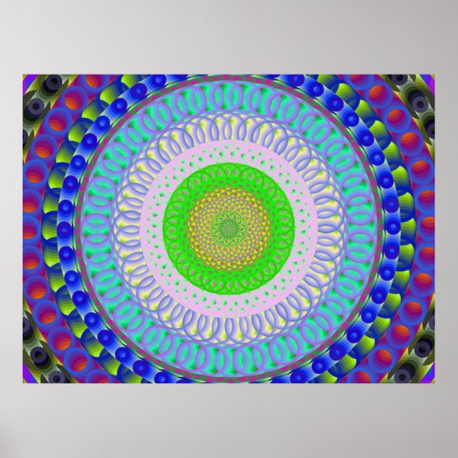 Colorful Geometric Mandala Circle Poster (Devant)