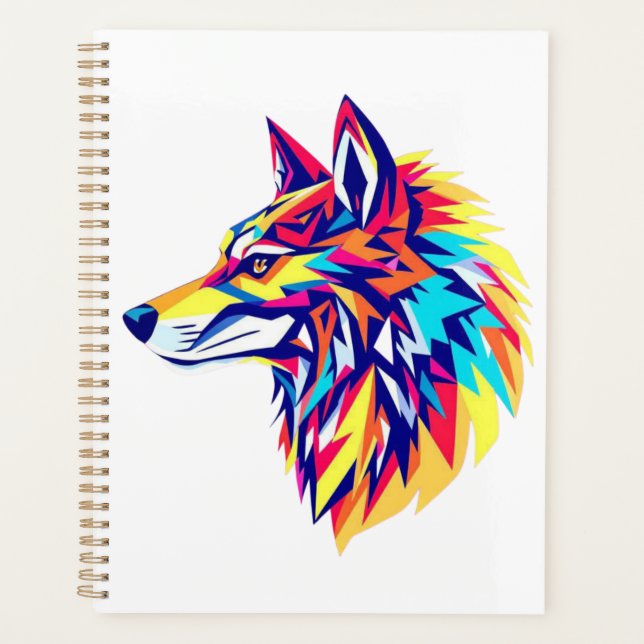 Colorful Geometric Wolf Planner (Devant)