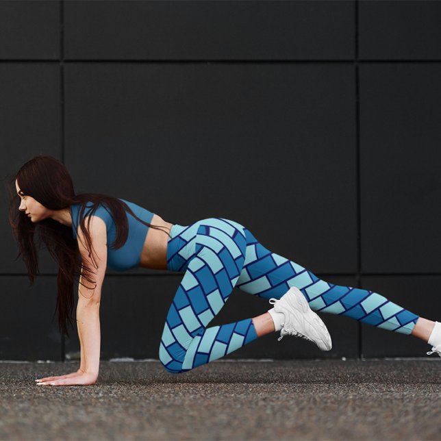 Colorful Girl Blue Brick Gym Yoga Femmes Leggings (Créateur téléchargé)