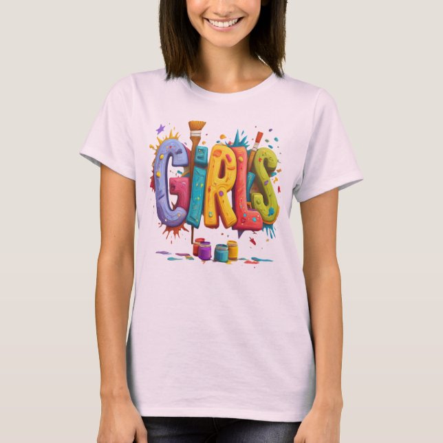 Colorful Girls Graffiti Art Graphic T-Shirt (Devant)