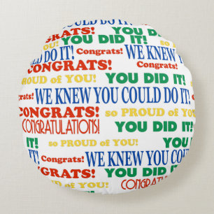 Colorful Graduation Word Art Round Coussin