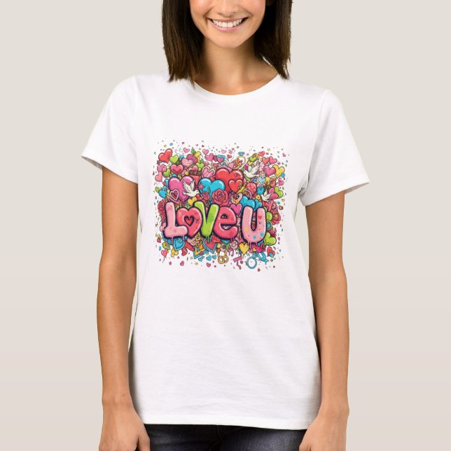 Colorful Graffiti Love U Women's T-Shirt (Devant)
