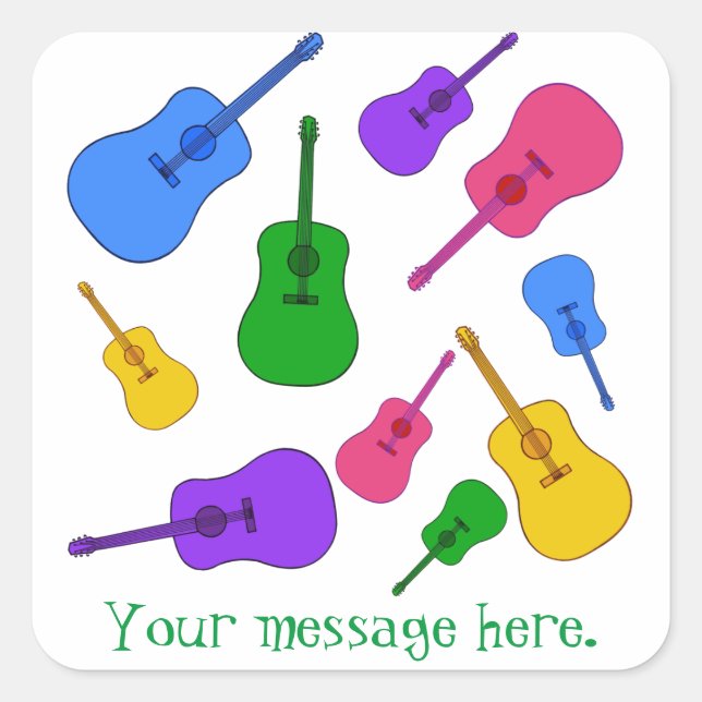 Colorful Guitar Collage Vos Stickers Message (Devant)