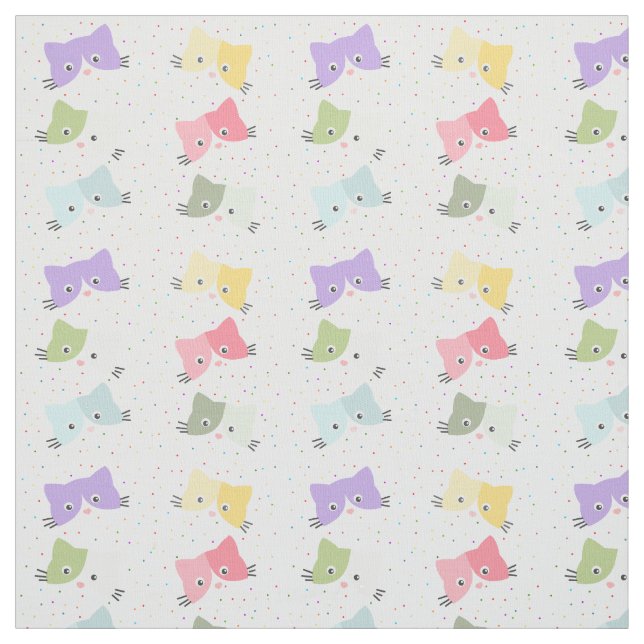 Colorful Happy KIttens tissu Motif (Échantillon)