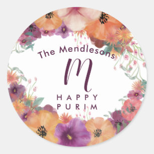 Colorful Happy Purim autocollant floral