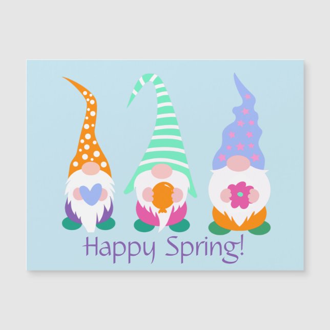 Colorful Happy Spring Gnomes Salutations (Devant)
